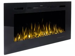 FLAMATECH Chimenea|Chimenea|Chimenea eléctrica CALBUCO - De pared o empotrada - An. 101,6 x Pr. 14 x Al. 54,4 cm - Negra