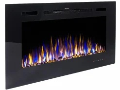 FLAMATECH Chimenea|Chimenea|Chimenea eléctrica CALBUCO - De pared o empotrada - An. 101,6 x Pr. 14 x Al. 54,4 cm - Negra