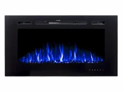 FLAMATECH Chimenea|Chimenea|Chimenea eléctrica CALBUCO - De pared o empotrada - An. 101,6 x Pr. 14 x Al. 54,4 cm - Negra