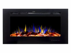 FLAMATECH Chimenea|Chimenea|Chimenea eléctrica CALBUCO - De pared o empotrada - An. 101,6 x Pr. 14 x Al. 54,4 cm - Negra