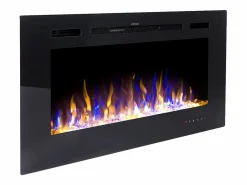 FLAMATECH Chimenea|Chimenea|Chimenea eléctrica CALBUCO - De pared o empotrada - An. 101,6 x Pr. 14 x Al. 54,4 cm - Negra