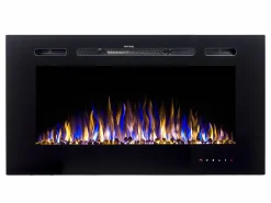 FLAMATECH Chimenea|Chimenea|Chimenea eléctrica CALBUCO - De pared o empotrada - An. 101,6 x Pr. 14 x Al. 54,4 cm - Negra