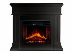 Chimenea|Chimenea|Chimenea eléctrica CAMBRIDGE, chimenea de pie, madera negra, 110x36x100h