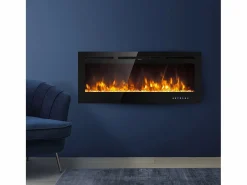 Chimenea eléctrica CHICAGO, chimenea de pared empotrada, L101.6 x D14 x H54.6 Negro Online