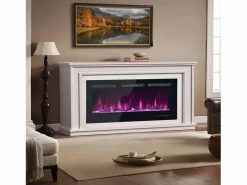 Hauss Spole Chimenea eléctrica con 12 colores de llama - De pared o empotrada - Negra 106,5×46,5×12 Negro Online