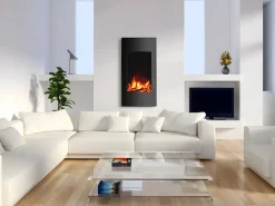 FLAMATECH Chimenea|Chimenea|Chimenea eléctrica curva VULCANO L.41xAn.13xAlt.81cm Negra