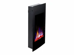 FLAMATECH Chimenea|Chimenea|Chimenea eléctrica curva VULCANO L.41xAn.13xAlt.81cm Negra