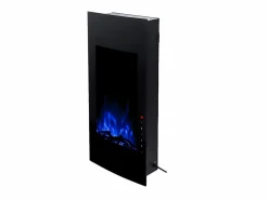 FLAMATECH Chimenea|Chimenea|Chimenea eléctrica curva VULCANO L.41xAn.13xAlt.81cm Negra