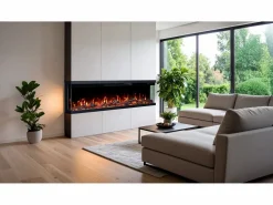 Chimenea eléctrica de 3 caras UNITY 183 - fuego premium, de pared o empotrada - 183x19x36 cm - LED decorativa con calefacción 900/1800W^ Discount