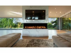 Chimenea eléctrica de 3 caras SOLIS 90 - fuego premium, empotrada - 90x30x46 cm - LED decorativa con calefacción 750/1500 W Negro Hot