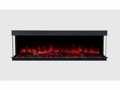 Chimenea eléctrica de 3 caras SOLIS 180 - fuego premium, empotrada - 180x30x46 cm - LED decorativa con calefacción 750/1500 W Negro Sale