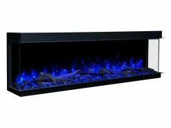 Chimenea eléctrica de 3 caras SOLIS 180 - fuego premium, empotrada - 180x30x46 cm - LED decorativa con calefacción 750/1500 W Negro Sale