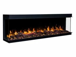 Chimenea eléctrica de 3 caras SOLIS 180 - fuego premium, empotrada - 180x30x46 cm - LED decorativa con calefacción 750/1500 W Negro Sale