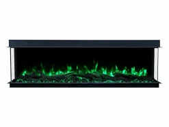Chimenea eléctrica de 3 caras SOLIS 180 - fuego premium, empotrada - 180x30x46 cm - LED decorativa con calefacción 750/1500 W Negro Sale