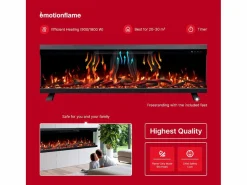 Chimenea|Chimenea|Chimenea eléctrica de 3 caras UNITY 152 - fuego premium, de pared o empotrada - 152x19x36 cm - LED decorativa con calefacción 900/1800W