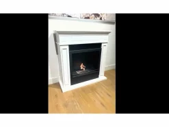 Chimenea eléctrica de pie JEFFERSON en madera blanca L 89,5 x H 90,5 x P 28 Blanco