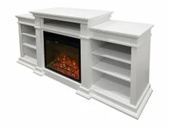 Chimenea eléctrica de pie BIDEN de madera blanca L179 x P48 x H85 Blanco Best