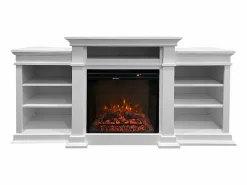 Chimenea eléctrica de suelo BIDEN de madera blanca L179 x P48 x H85^ Outlet