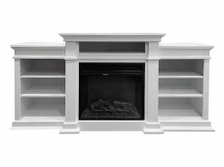 Chimenea eléctrica de suelo BIDEN de madera blanca L179 x P48 x H85^ Outlet