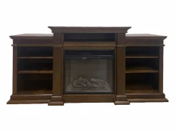 Chimenea eléctrica de suelo BIDEN en madera de nogal L179 x P48 x H85 Marru00f3n chocolate Hot