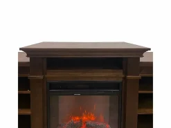 Chimenea eléctrica de suelo BIDEN en madera de nogal L179 x P48 x H85 Marru00f3n chocolate Hot