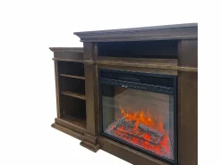 Chimenea eléctrica de suelo BIDEN en madera de nogal L179 x P48 x H85 Marru00f3n chocolate Hot