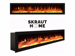 Skraut Home Chimenea|Chimenea|Chimenea eléctrica LED, 102x35x45cm, 1 Hueco, 1 Puerta, Chimenea eléctrica, Colgado, Suspendido, Cemento