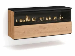 Skraut Home Chimenea|Chimenea|Chimenea eléctrica LED, 102x35x45cm, 1 Hueco, 1 Puerta, Chimenea eléctrica, Colgado, Suspendido, Roble y negro