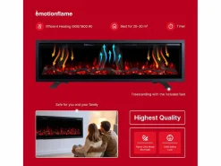 Chimenea eléctrica REGAL 182 - fuego premium - de pared y empotrados - 182x35x12 cm - chimenea LED decorativa con calefacción 900/1800 W^ Hot