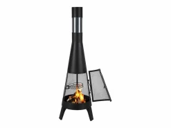 Chimenea Exterior SucceBuy, de Hierro de 51 cm, con Reja y Tapa de Chimenea, para Reuniones en el Jardín, Acampadas y Fiestas al Aire Libre Negro Sale