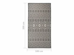 Garden Furniture Alfombra De Exterior|Decoración De Jardín|Christiaan Alfombra de exterior de tejido plano rayas negras 100x200 cm