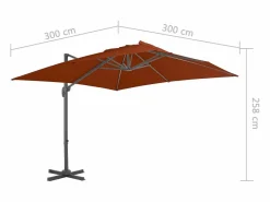 Garden Furniture Church Point Sombrilla jardín voladiza palo de aluminio terracota 300x300 cm Discount