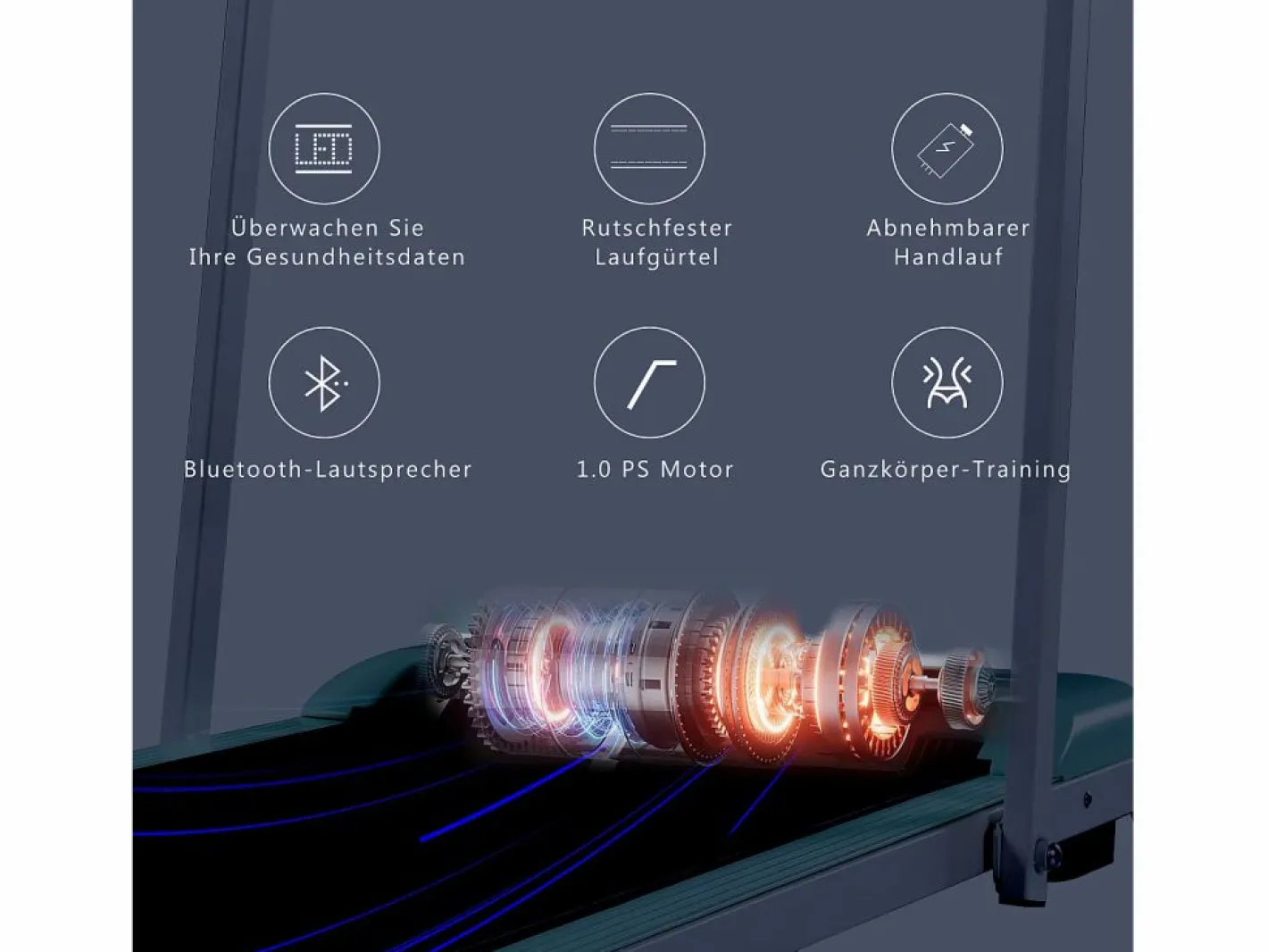Cinta de correr con pantalla LED, altavoz Bluetooth y soporte - y negro^Hauss Spole Best