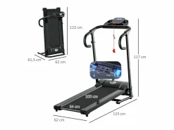 Cinta de correr motorizada plegable de 500 W con pantalla LCD y soporte para teléfono, color negro (123 x 62 x 117 cm)^ Best