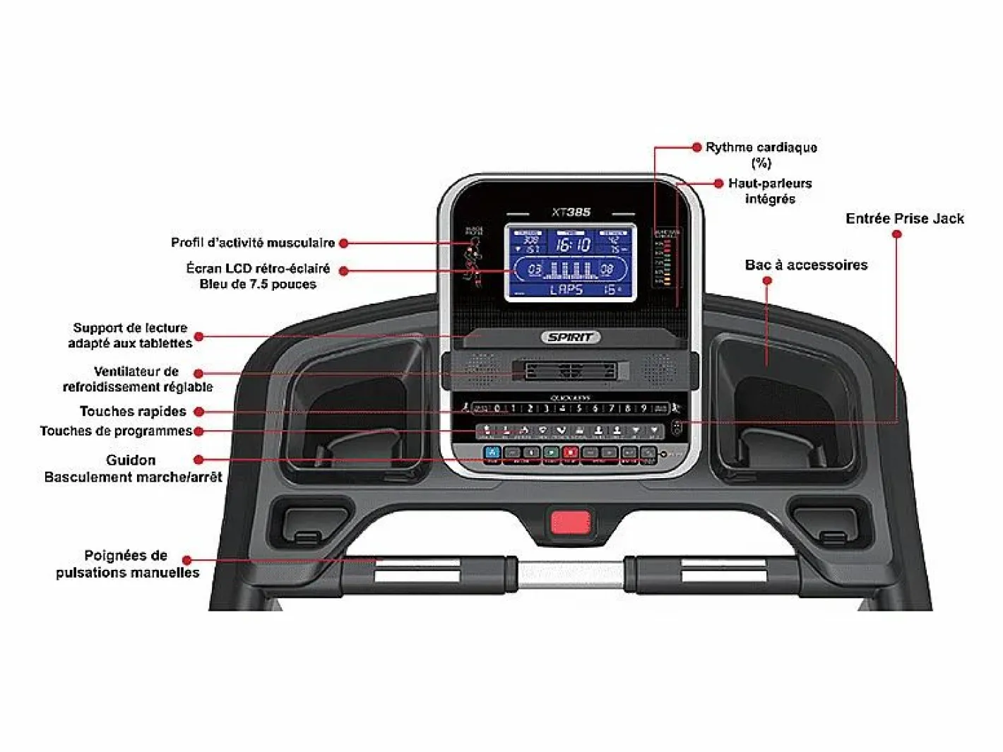 Cinta de correr motorizada XT385 19Km/h - Spirit Fitness^ Clearance