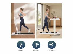 Cinta de correr plegable 2 en 1, control remoto, 1-6 km/h, pantalla LED, altavoz Bluetooth, soporte para teléfono, metal (130 x 58 x 13 cm)^ Online