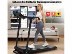 Cinta De Correr|Cinta de correr plegable 2 en 1 con 12 modos, LED y app, hasta 12 km/h, 120 kg (121x63x107 cm)
