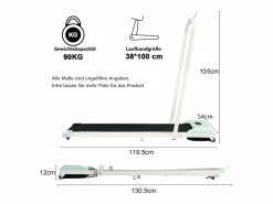 Cinta de correr plegable 2 en 1, control remoto, 1-6 km/h, pantalla LED, altavoz Bluetooth, soporte para teléfono, metal (130 x 58 x 13 cm) Verde Clearance