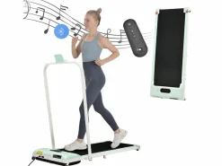Cinta de correr plegable 2 en 1, control remoto, 1-6 km/h, pantalla LED, altavoz Bluetooth, soporte para teléfono, metal (130 x 58 x 13 cm) Verde Clearance