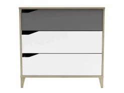 Cómoda 2 + 1 cajones - GENIUS - y Gris - 78,3 x 42,6 x 75,9 cm - DEMEYERE Blanco Discount