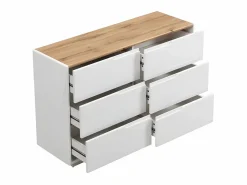 Cómoda - 6 cajones - MDF - Lacado blanco y Roble - AMANI^Vente-unique New