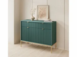 Cómoda: 2 cajones, 2 puertas, labrador, dorado, 104 x 83 x 39 cm, tiradores dorados Verde Online