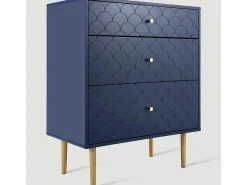 Cómoda 3 Cajones, Almacenamiento Diferente Profundidad, Esquinas Redondeadas, 75x40x89cm Azul Online