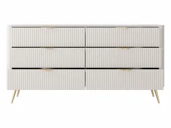 Cómoda|Cómoda: 6 cajones, cachemira, patas doradas 163,2 x 81,2 x 38 cm