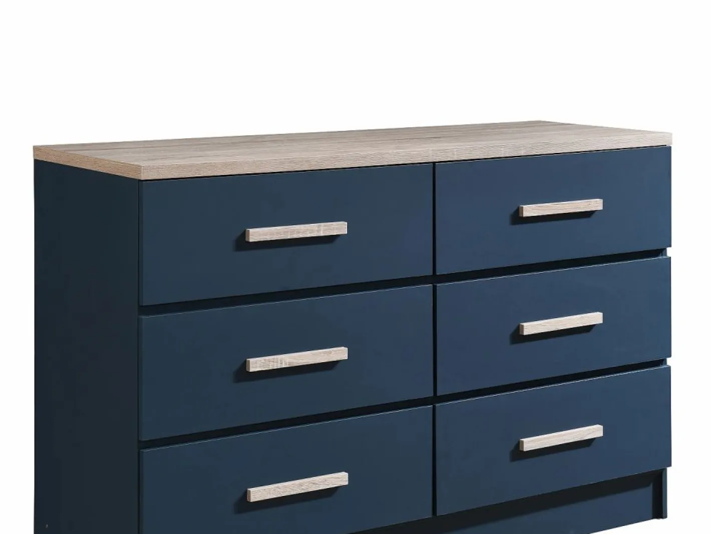 Vente-unique Muebles Niño|Cómoda|Cómoda 6 cajones color azul y natural - SKAIDO
