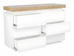 Cómoda 6 cajones de MDF lacado con LEDs HALO II. Color: roble y blanco^Vente-unique Clearance