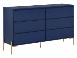 Vente-unique Cómoda|Cómoda 6 cajones de MDF y metal lacado y dorado - KORASA