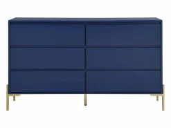 Vente-unique Cómoda|Cómoda 6 cajones de MDF y metal lacado y dorado - KORASA