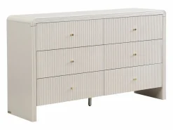 Vente-unique Cómoda|Cómoda 6 cajones MDF color y dorado - MIRENALO