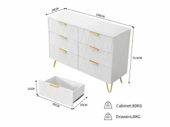 Cómoda, armario con 6 cajones,100 x 34 x 73 cm, aparador para salón, elegante estilo escandinavo, color^ Discount